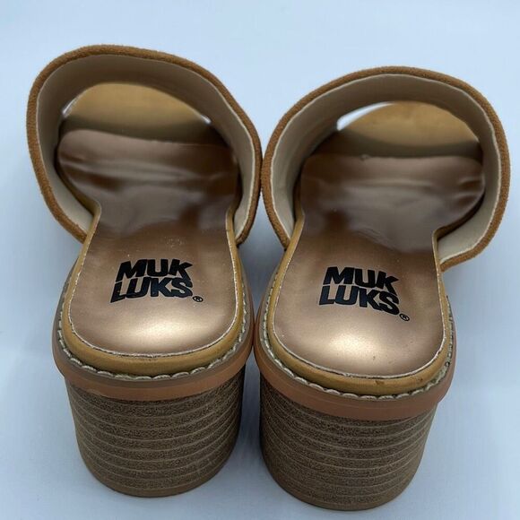 Muk Luks size 8 suede chunky heels slides - Picture 8 of 10